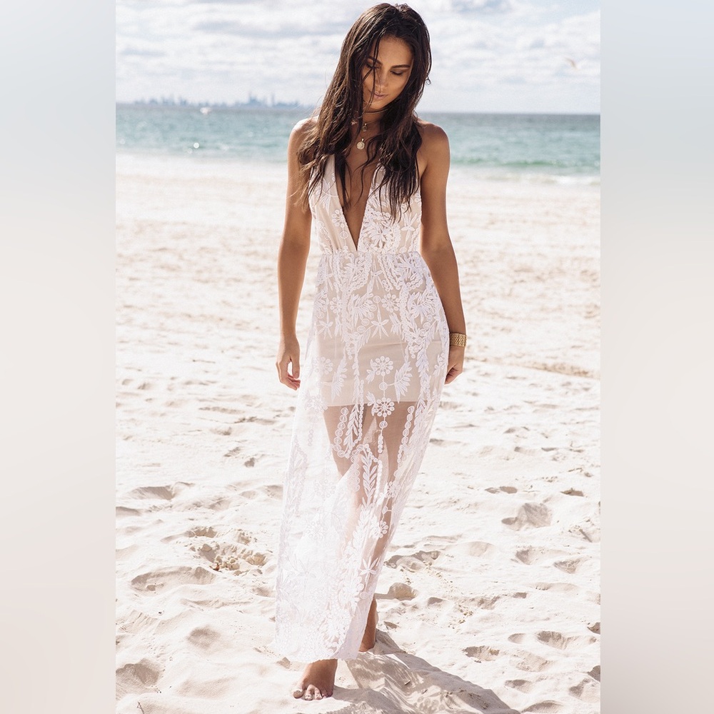 Sabo Skirt - Tuscan Lace Dress in White - XS - worn once!
